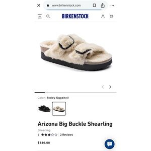 Birkenstock Arizona Shearling Sandals - Eggshell and Black